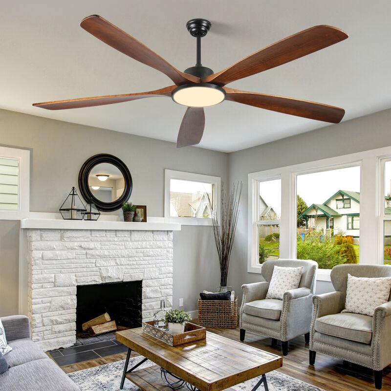 ELEMENT ACE 72-Inch Large Ceiling Fan with Remote Control, Three-Color Dimmable Light, 5 Reversible Blades for Garden, Patio, Farmhouse, Living Room, Bedroom image number 1
