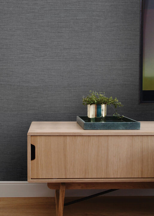 Essence Dark Grey Linen Texture Wallpaper (Set of 2)