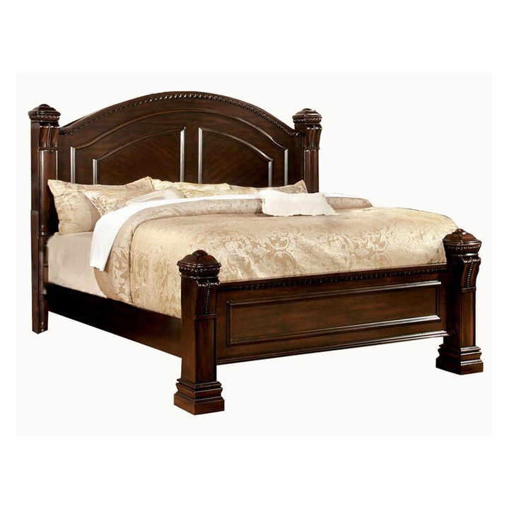 Cam 4 Pc Queen Poster Bedroom Set, Carved Accents and Cherry Brown
