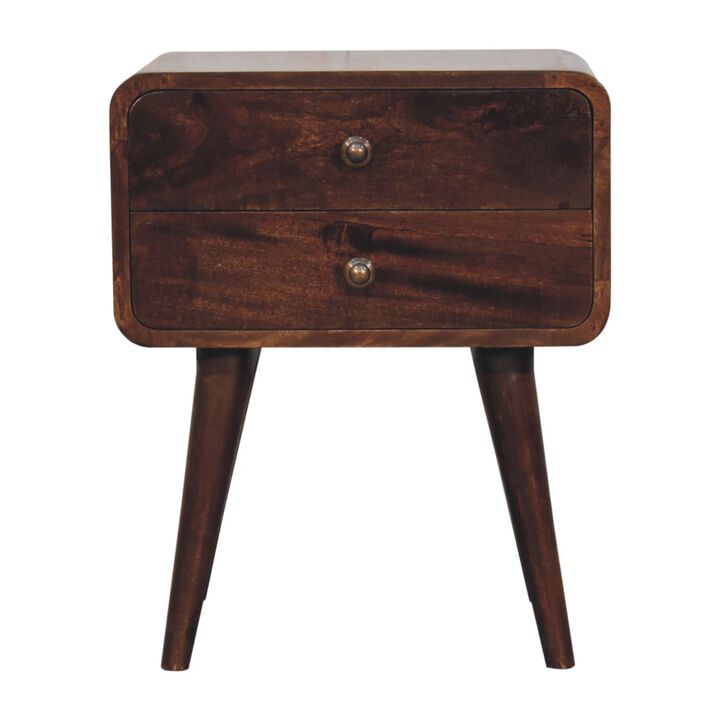 Artisan Furniture Solid Wood Curved California Walnut Bedside