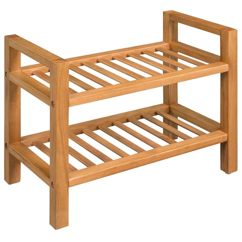 Shoe Rack Brown Solid Oak Wood Compact Simple Shoe Rack