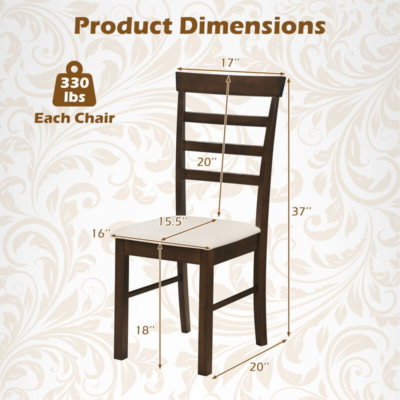 Modern Wooden Dining Chairs Set of 4 with Comfortable Fabric Cushion for Dining Room Use-Brown image number 2