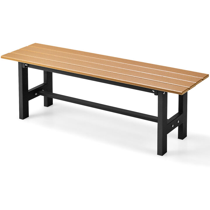 47" Outdoor Chair with Slatted Seat Plastic Coated Iron Frame