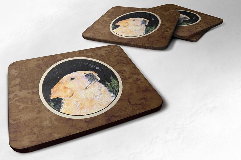Caroline's Treasures SS8480FC Starry Night Golden Retriever Foam Coasters Set of 4 (Set of 4), 3.5 H x 3.5 W, Multicolor image number 0