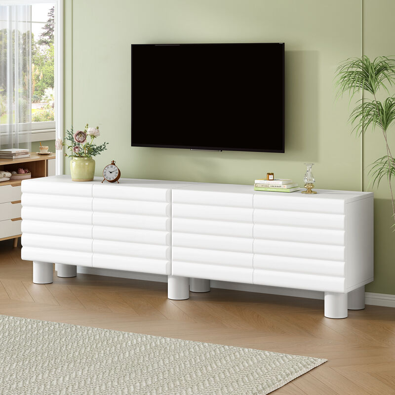 Merax Stylish Thick Wavy Door TV Cabinet with Adjustable Shelves
