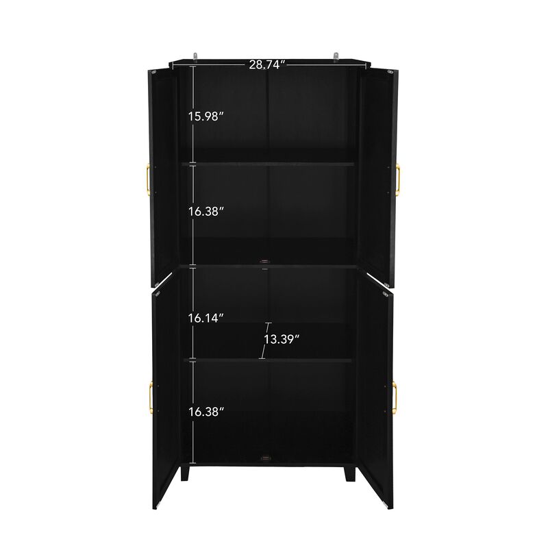 MONDAWE 4 Door Cabinet with 4 Adjustable Inner Shelves，Storage Cabinet, Perfect for Bedroom, Living Room, or Study