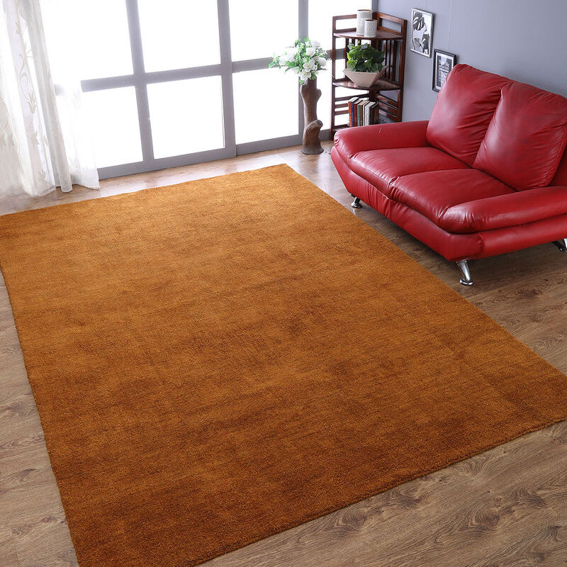 RUGSOTIC CARPETS HAND KNOTTED LOOM WOOL ECO-FRIENDLY AREA RUGS  - Rectangle, Solid Plain Design, High Pile Handmade Anti Skid Area Rugs for Living Room, Bed Room (L00111) image number 1