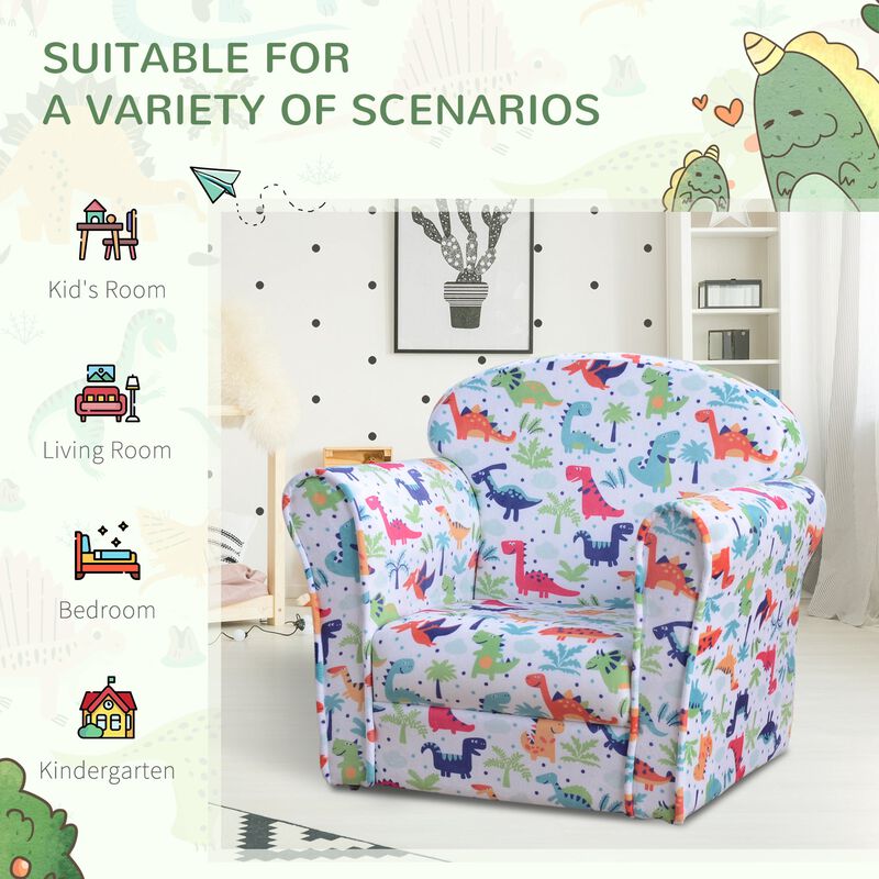 Kid's Sofa Armchair with Dinosaur Design and Thick Padding