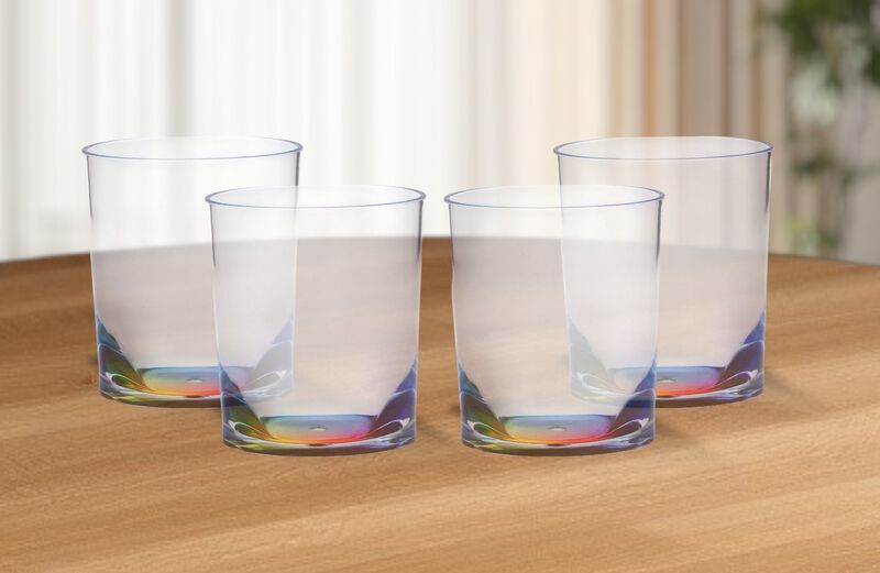 Set of 4 Geometric Acrylic Stemless Whiskey Glasses for Cocktails and Drinks