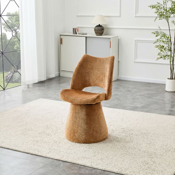 Set of 1 Swivel Dining Chair Velvet Upholstered Dining Chair with Hollow Open Back Modern Dining Chair with Metal Base and Memory Foam