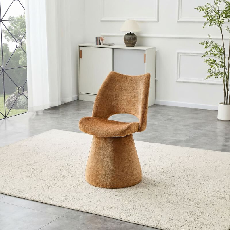 Set of 1 Swivel Dining Chair Velvet Upholstered Dining Chair with Hollow Open Back Modern Dining Chair with Metal Base and Memory Foam image number 1