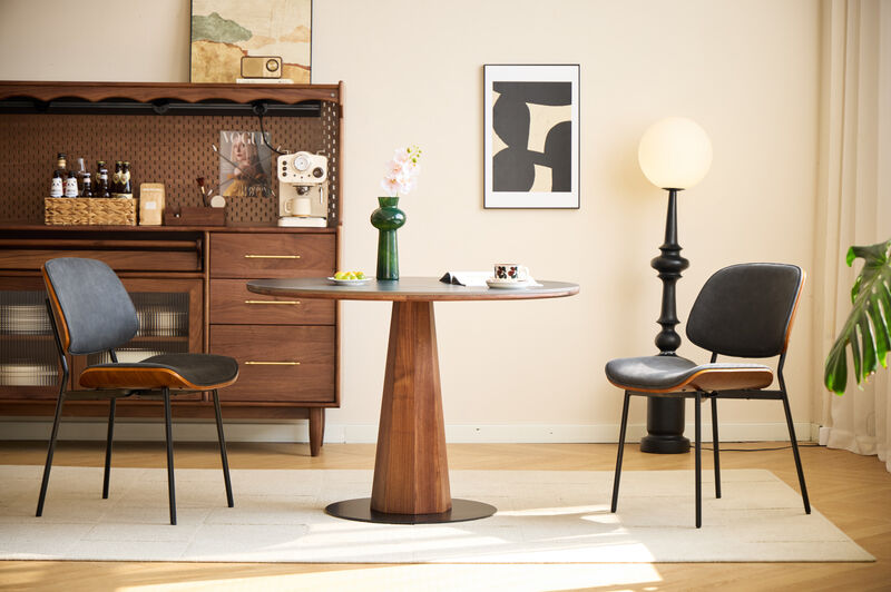 Set of 2 Industrial Metal Wood Dining Chairs