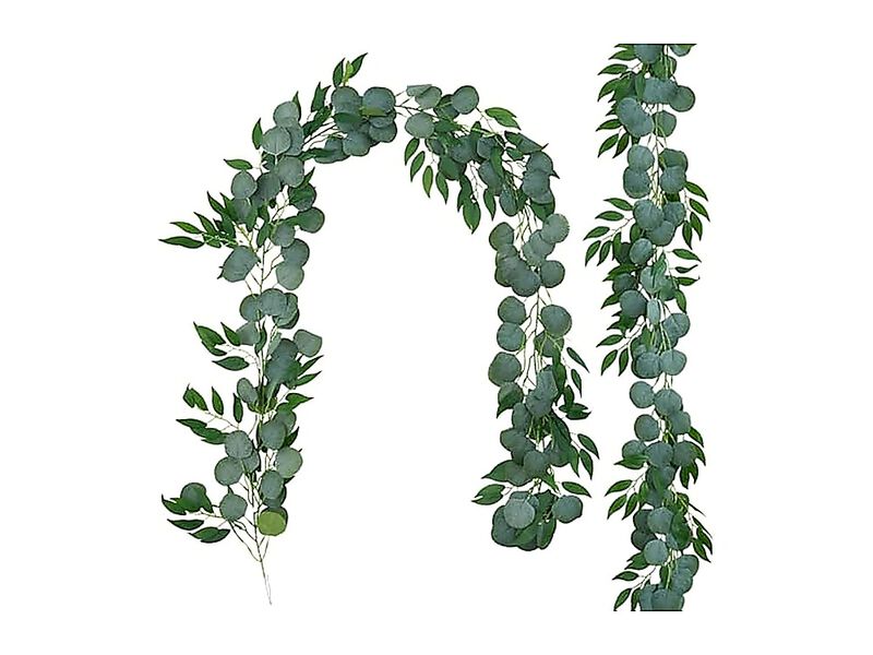 2 Pack 6 Ft Greenery Garlands Fake Eucalyptus Vines Willow Leaves Rustic Wedding image number 0