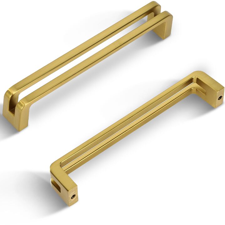 Vicycmc 5 Inch(128mm) Hole Center Brushed Gold Zinc Alloy Solid Cabinet Pulls,Dresser Cabinet Handles Luxury Cabinet Pull Hardwa