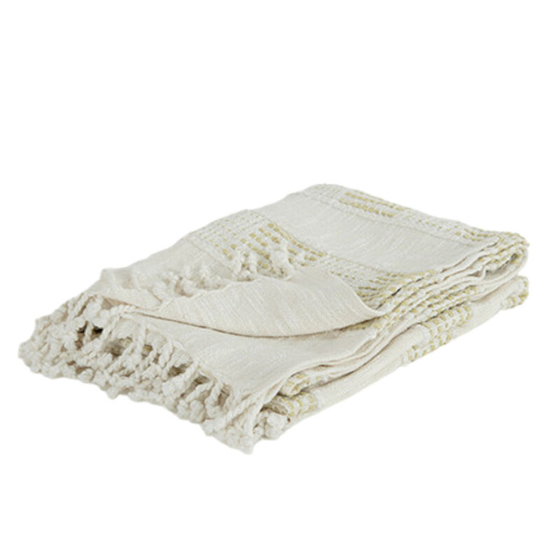 HomeRoots Natural Woven Cotton Throw Blanket image number 0