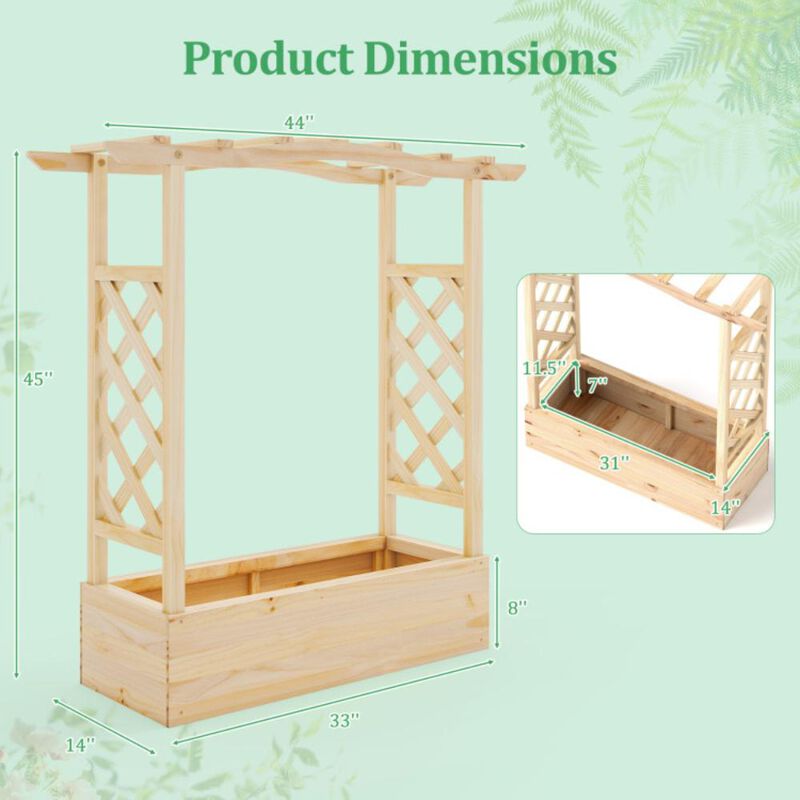 Hivvago Wooden Raised Garden Bed Planter Box with Trellis and Hanging Roof
