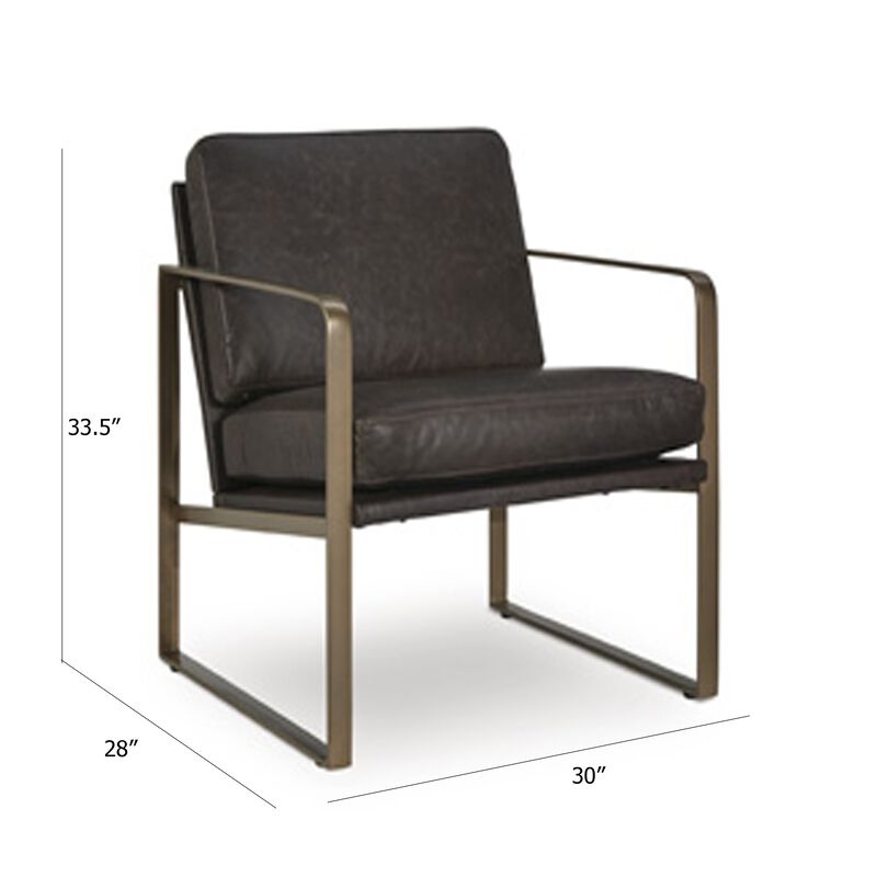 Bary Accent Chair, Dark Brown Top Grain Leather Cushions, Gold Metal image number 5
