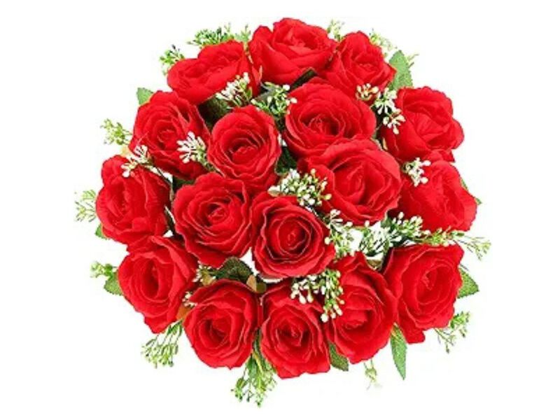 Red Artificial Rose Flower Heads Vase Filler Cemetery Flowers image number 0