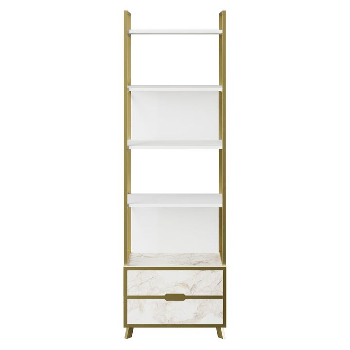Decorotika Frida 60 Bookcase - Ephesus Marble & Gold