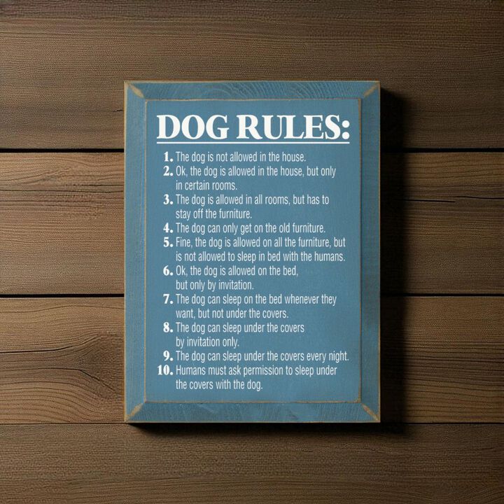 Funny Pet Rules Wood Sign Dog Lover Rustic Farmhouse Wall Hanging Decor