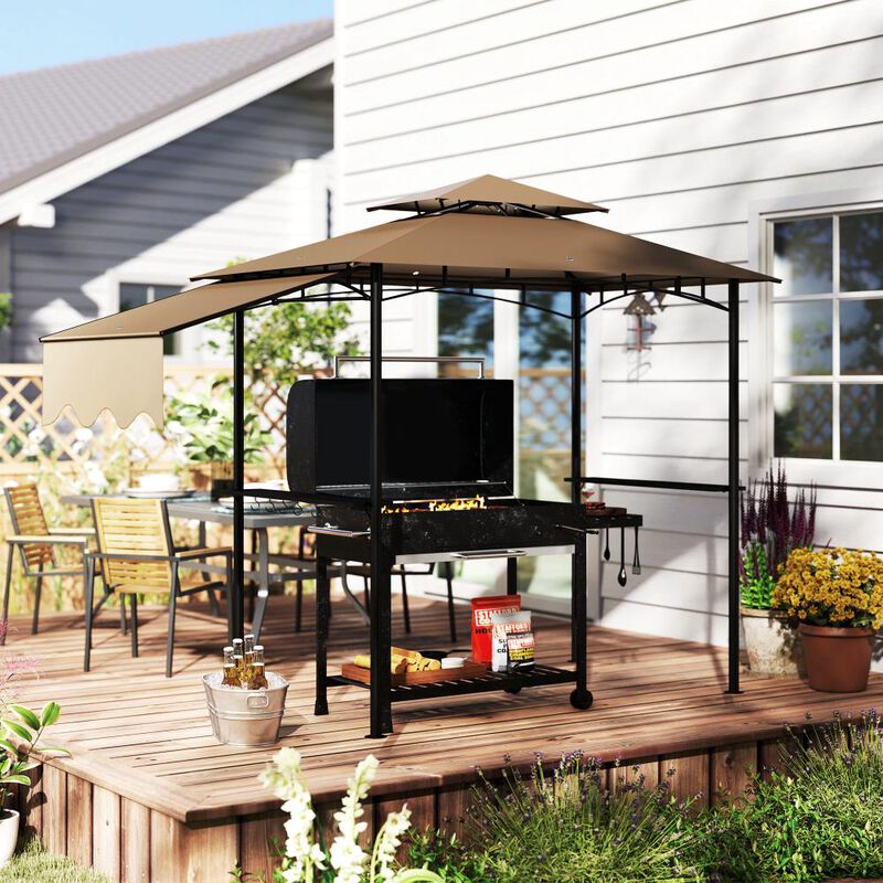 Hivvago 8x5 BBQ Gazebo with Shelves and Hooks image number 7