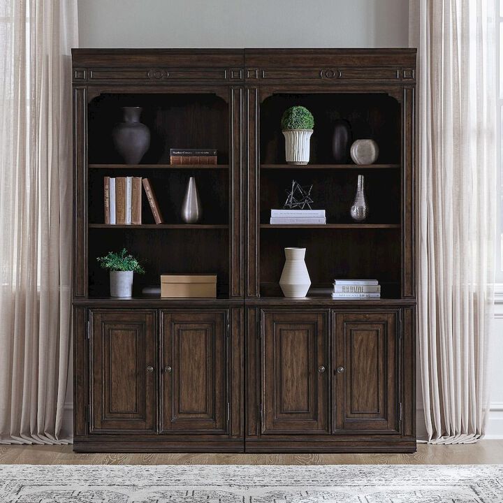Liberty Furniture 2 Pc Set of Bookcases Home Office Adjustable Shelves Display with Storage