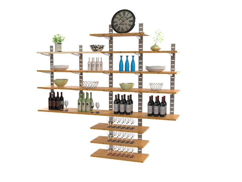 Stylish Home Office System 91" High with 9 Shelves and 3 Shelf-Desk for Laptop | 5 Section- Shelves Sold Separately image number 0