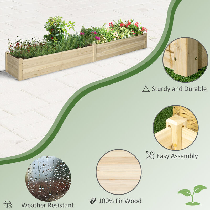 Hivvago 96" Wooden Raised Garden Bed with 2 Planter Boxes image number 6