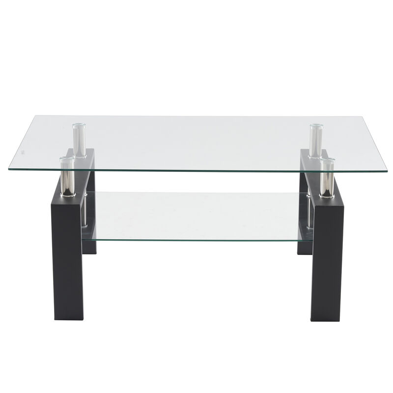 Arc-Shaped Two-Tier Coffee Table Modern & Stylish Living Room Centerpiece with Open Storage
