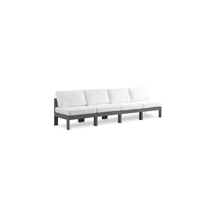 Meridian Furniture Nizuc White Water Resistant Fabric Outdoor Patio Modular Sofa