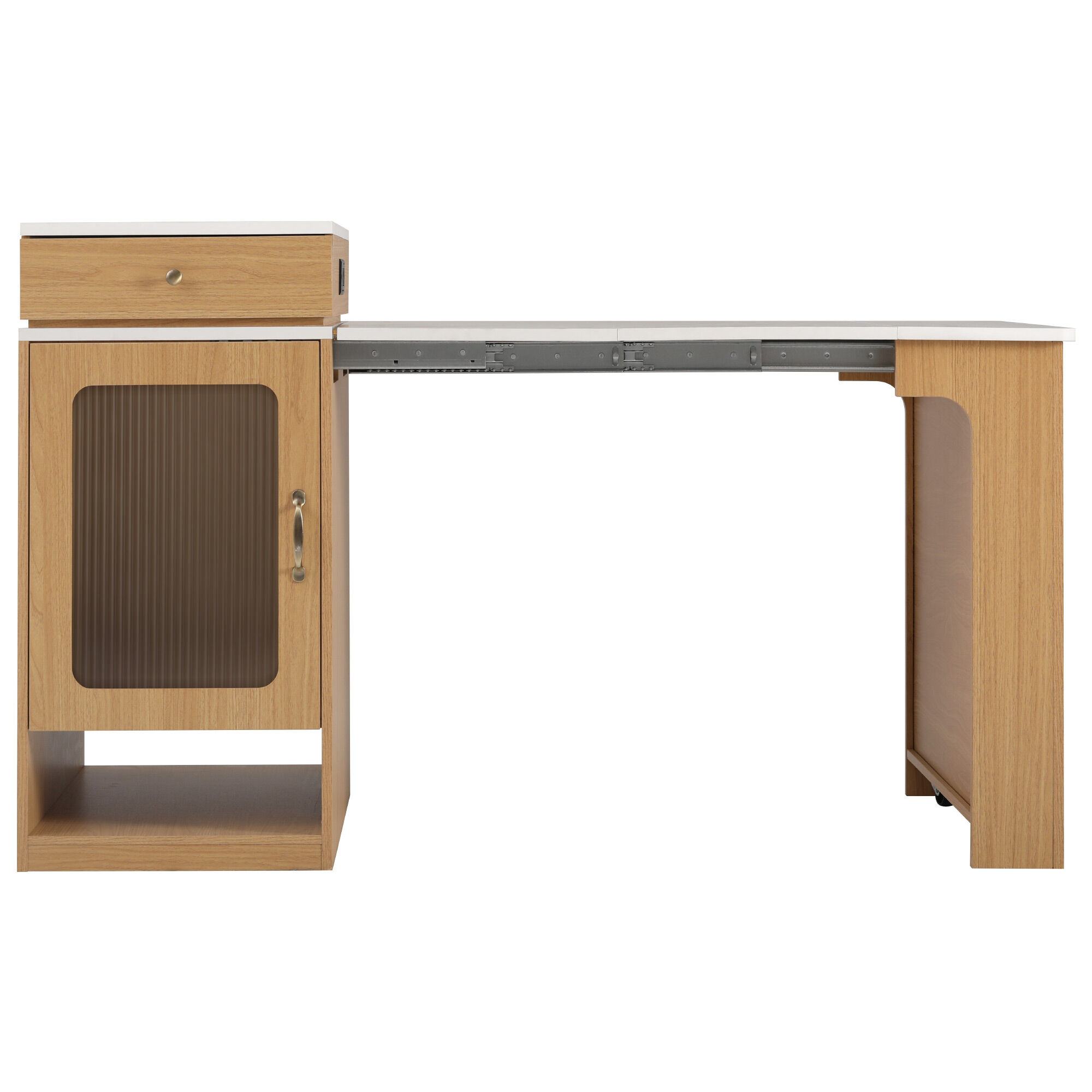 Merax Extendable Kitchen Island with Dining Table & Storage