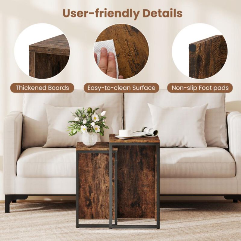 Hivvago 2-in-1 Nesting Coffee Table Set of 2 for Living Room and Bedroom