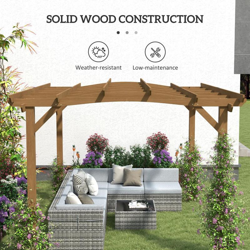 Hivvago 10x12 Outdoor Wood Pergola Gazebo with Trellis image number 3