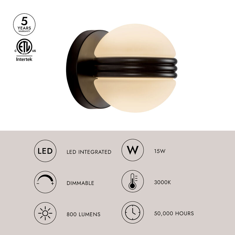 Selene 5-in Damp-Rated Dimmable LED Wall Sconce image number 7