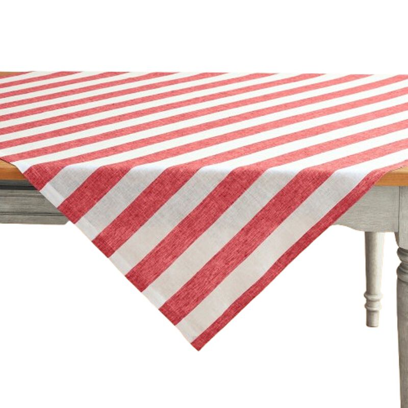Solino Home 100% Pure Linen Table Throw - Cabana Stripe