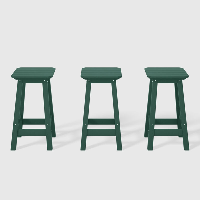 WestinTrends 24" HDPE Outdoor Patio Counter High Backless Square Bar Stools Set of Three