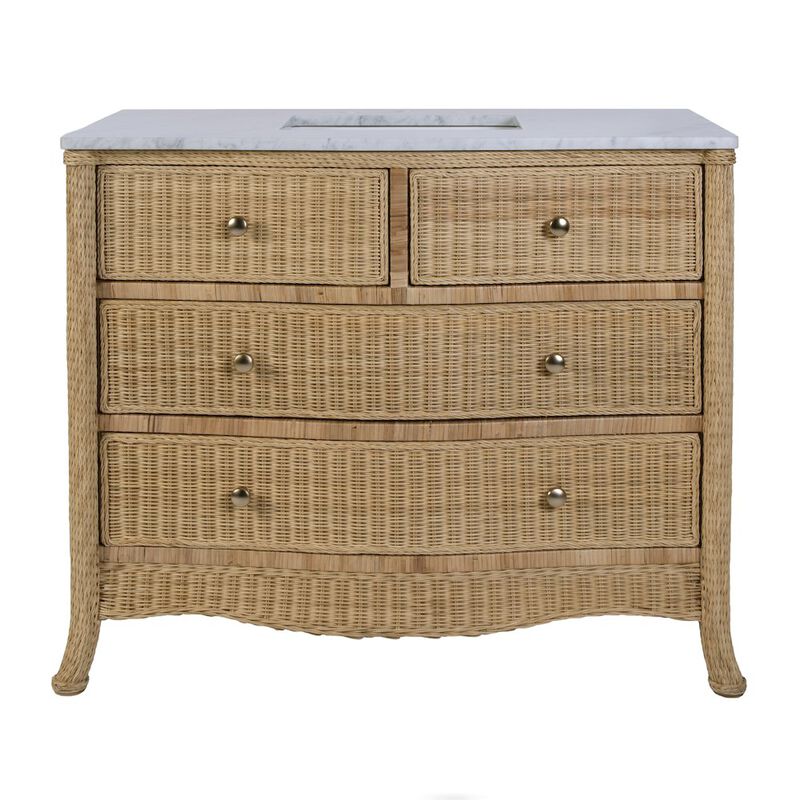 Butler Specialty McLean 42 in. W Marble Top and Rattan 2 Drawer Single Bathroom Vanity, image number 4