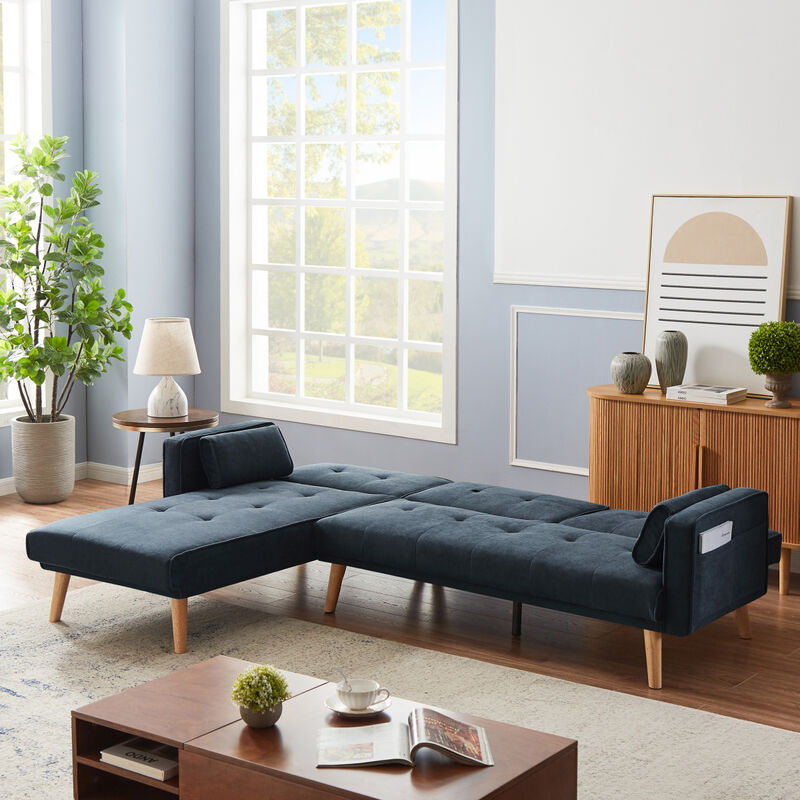 Convertible Sectional Sofa sleeper, Left Facing L-shaped Sofa Couch For Living Room