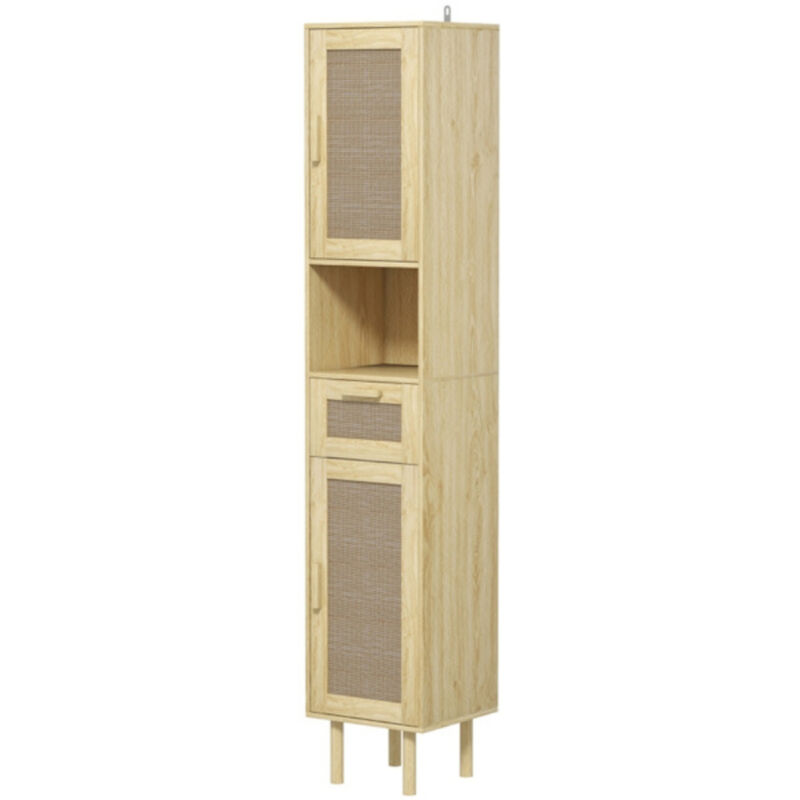 Bathroom Storage Cabinet with Built-In Laundry Basket for Organization