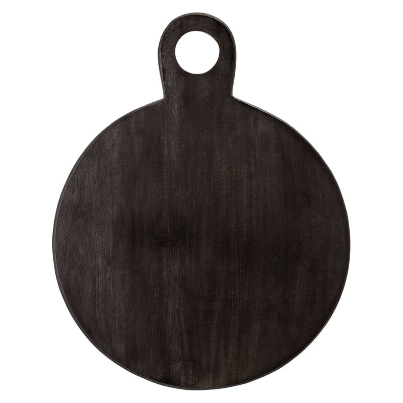 Round Mango Wood Cheese and Cutting Board with Circle Handle, Black image number 0
