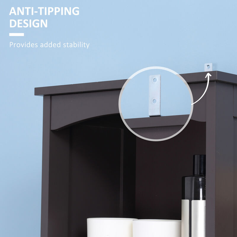 Tall Bathroom Cabinet Free Standing Bath Storage Organizer Linen Tower w/ Shelf