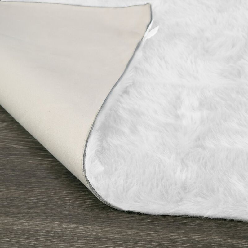 Glamour Home Auriel Faux Sheepskin Fur Area Rug White Rectangular 5x3
