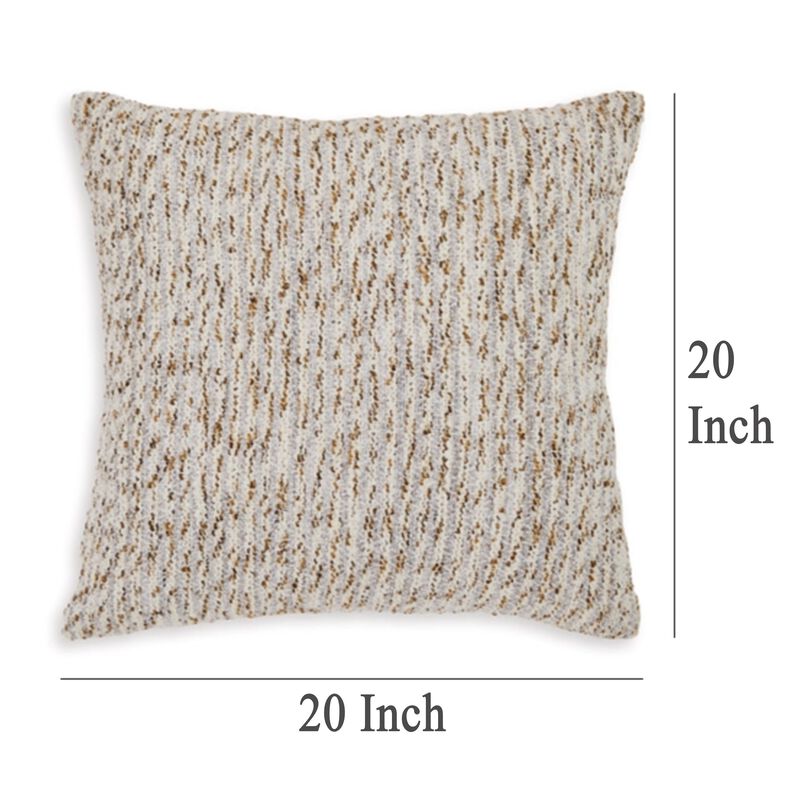 Lora Square Accent Throw Pillow, 20 Inch, Abstract Gold Stripes, Ivory