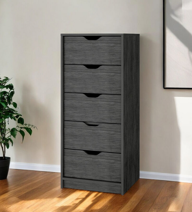 HomeRoots 18" Gray Five Drawer Standard Chest image number 1