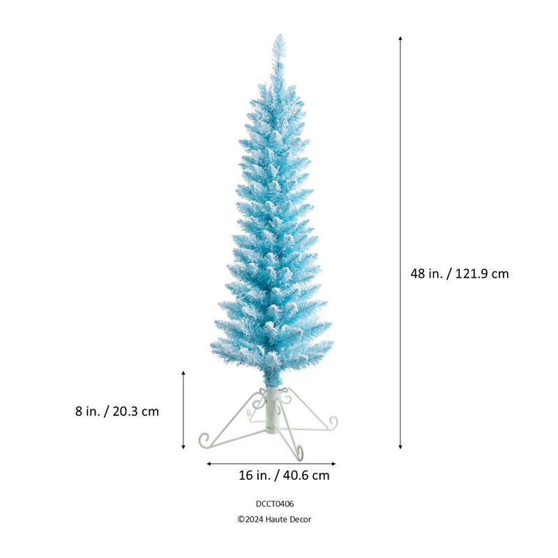 4 Foot Prelit Blue Cotton Candy Flocked Fir Christmas Tree image number 2