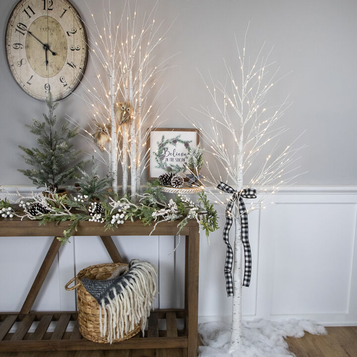 4' LED Lighted White Birch Christmas Twig Tree - Warm White Lights