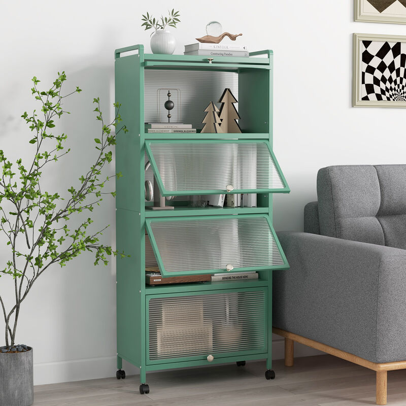 5-Tier Kitchen Baker’s Rack with Flip-Up PC Doors and Open Storage Shelves