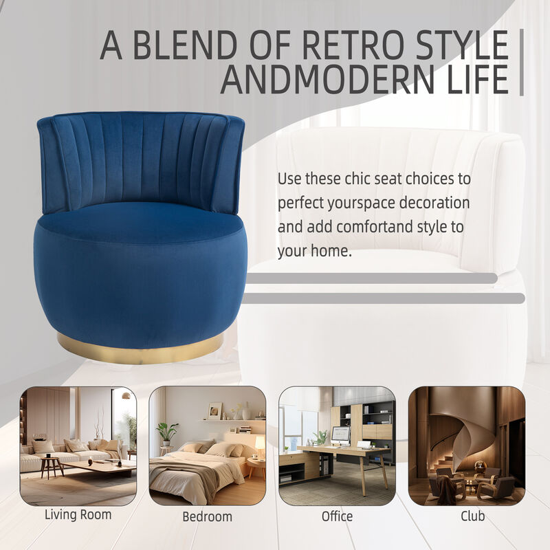 TATEUS 360 Degree Swivel Cuddle Barrel Accent Sofa Chairs, Round Armchairs with Wide Upholstered, Fluffy Velvet Fabric Chair for Living Room, Bedroom, Office, Waiting Rooms image number 8
