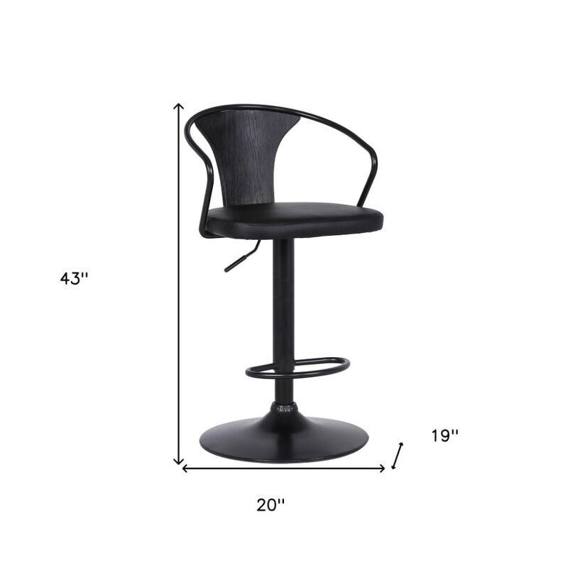 Hivvago 24 Inch Black Iron Swivel Low Back Adjustable Height Bar Chair