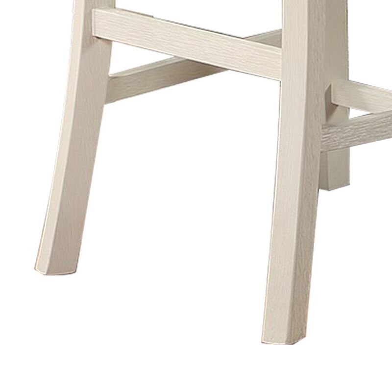 Joss 40 Inch Cottage Wood Counter Height Chair, Set of 2, Gray Seat, Cream-Benzara